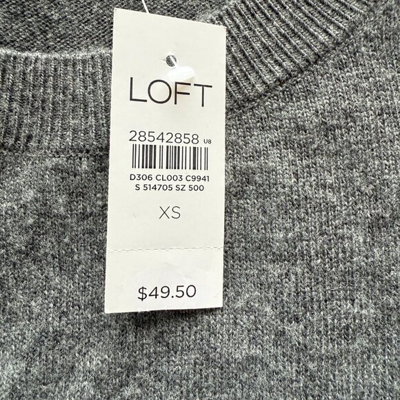 LOFT gray long sleeve crew neck pullover stretchy soft sweater women's size XS - Picture 7 of 8